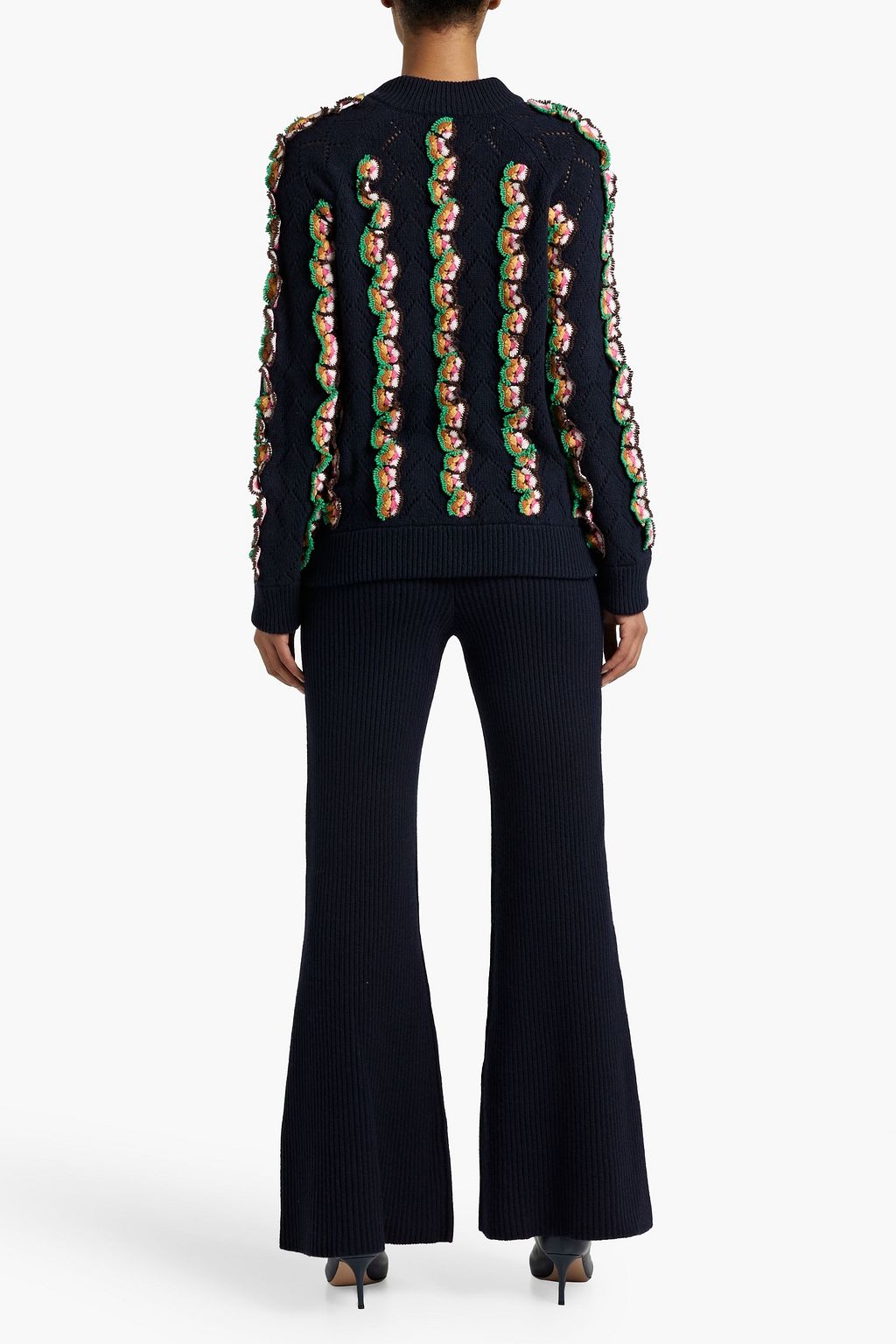 GABRIELA HEARST Judah appliquéd pointelle-knit cashmere cardigan