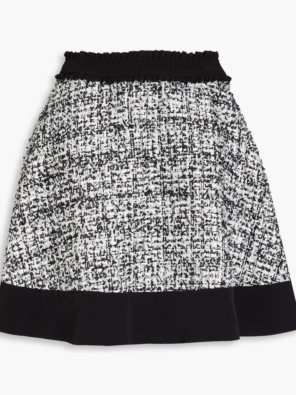 sequin-embellished metallic tweed mini skirt