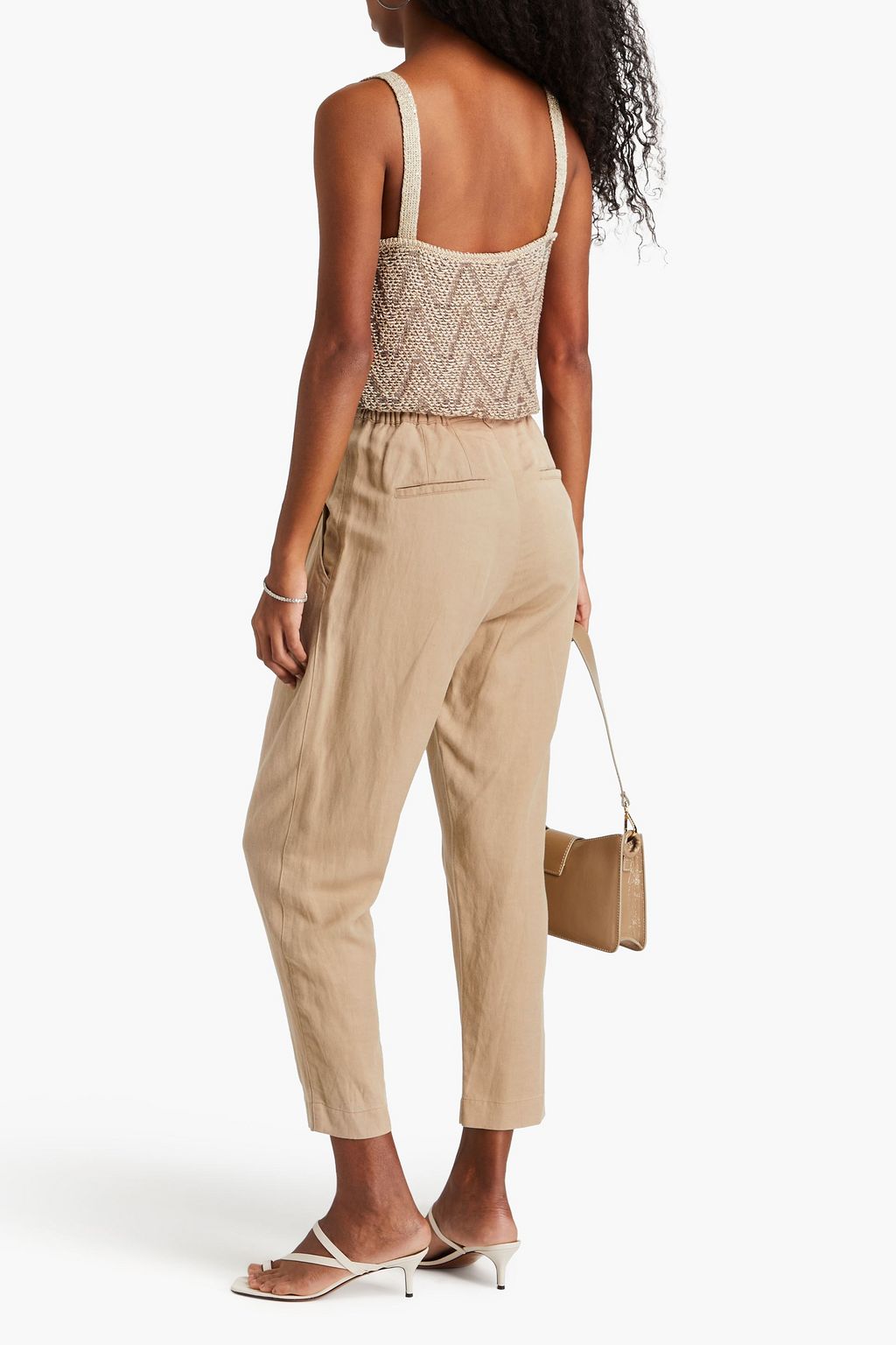 GENTRYPORTOFINO Cropped Lyocell and linen-blend twill tapered pants