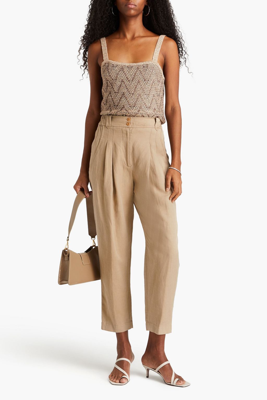 GENTRYPORTOFINO Cropped Lyocell and linen-blend twill tapered pants