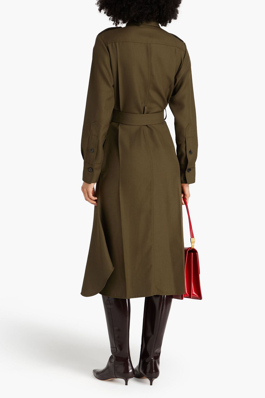 VICTORIA BECKHAM Belted wool midi shirt dress