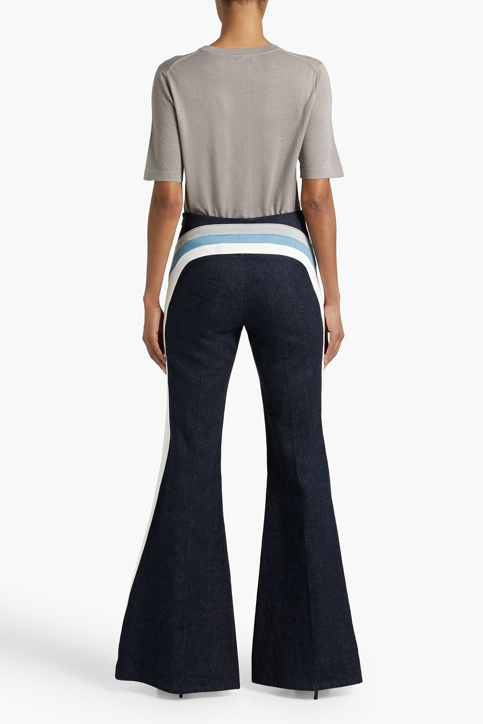 Gabriela Hearst Nautilus Striped Flared High-rise Flared Jeans In Dark Denim