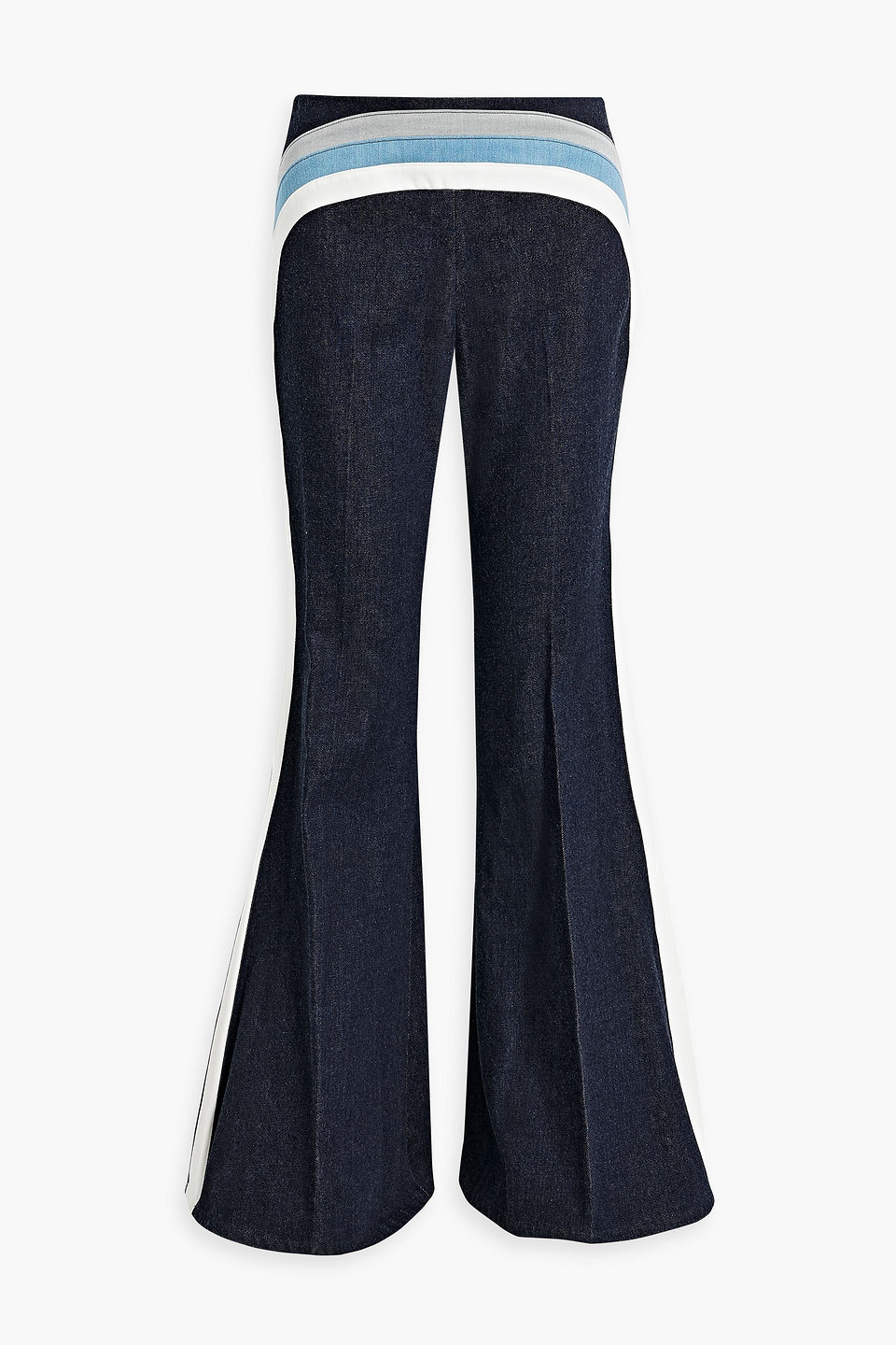 Gabriela Hearst Nautilus Striped Flared High-rise Flared Jeans In Dark Denim