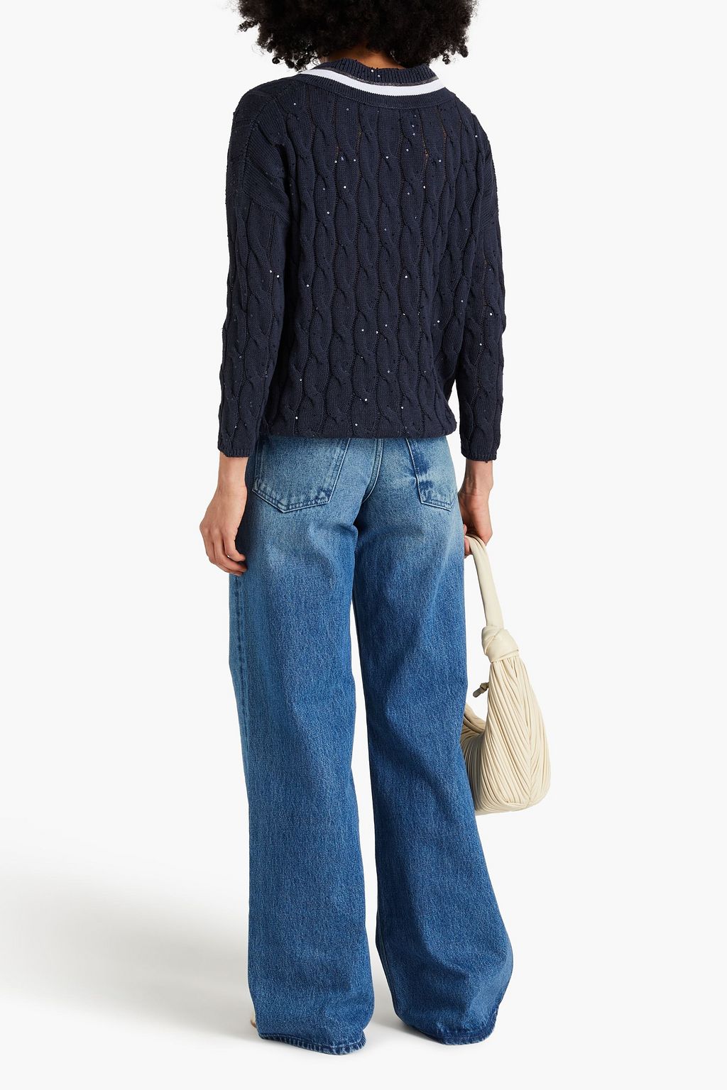 BRUNELLO CUCINELLI كنزة رياضية مصنوعة من نسيج بحبكة مجدولة وبتصميم مزركش