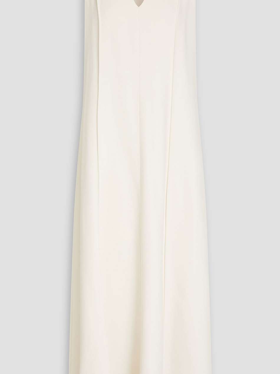 bead-embellished pleated crepe maxi dress