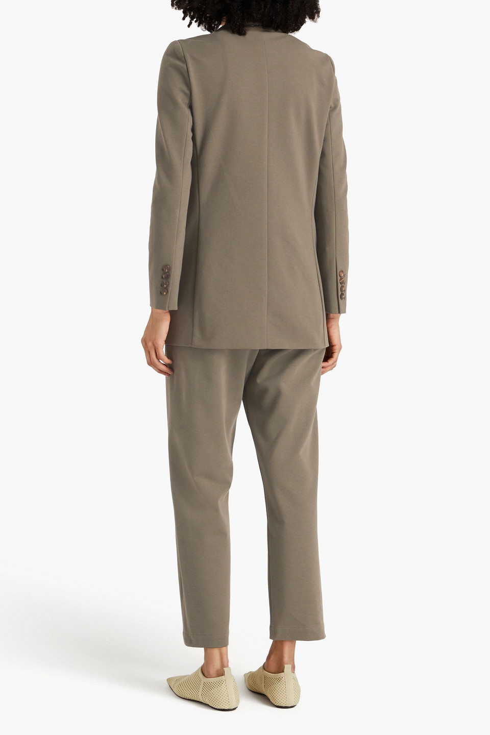 Shop Brunello Cucinelli Bead-embellished Cotton-blend Jersey Blazer In Military-grün