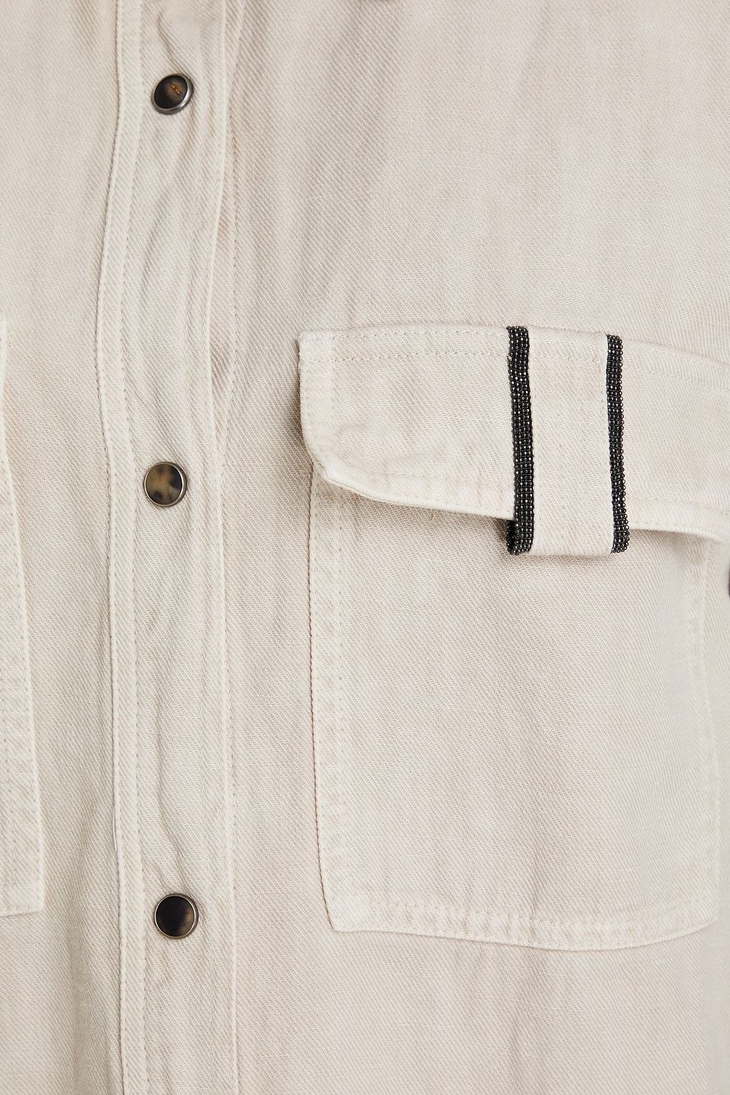 BRUNELLO CUCINELLI شورت من القطن والتويل المصنوع من مزيج الكتان مزين بالخرز