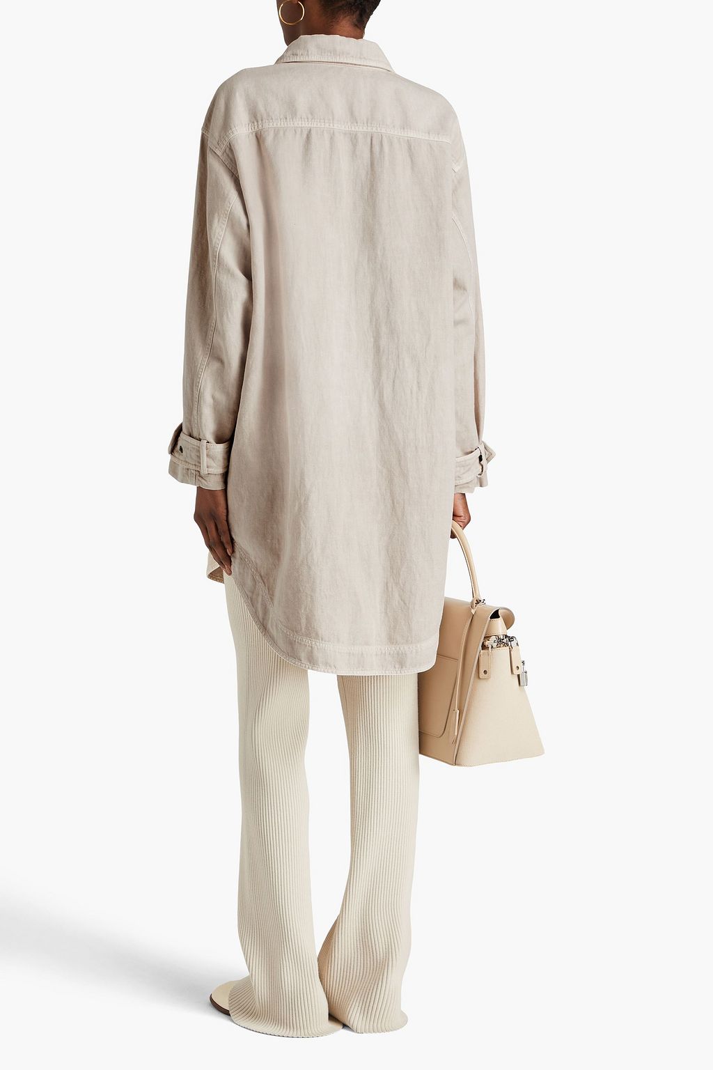 BRUNELLO CUCINELLI شورت من القطن والتويل المصنوع من مزيج الكتان مزين بالخرز