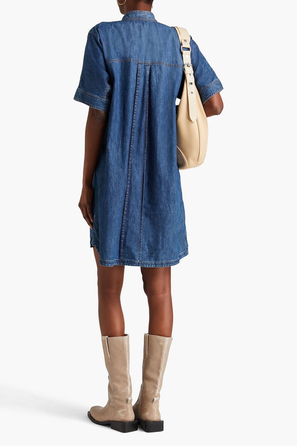 BRUNELLO CUCINELLI Bead-embellished denim mini shirt dress