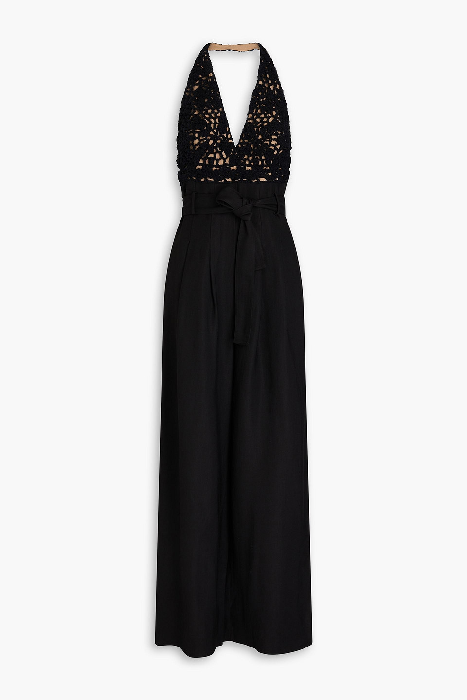 Brunello Cucinelli - Open knit-paneled twill jumpsuit