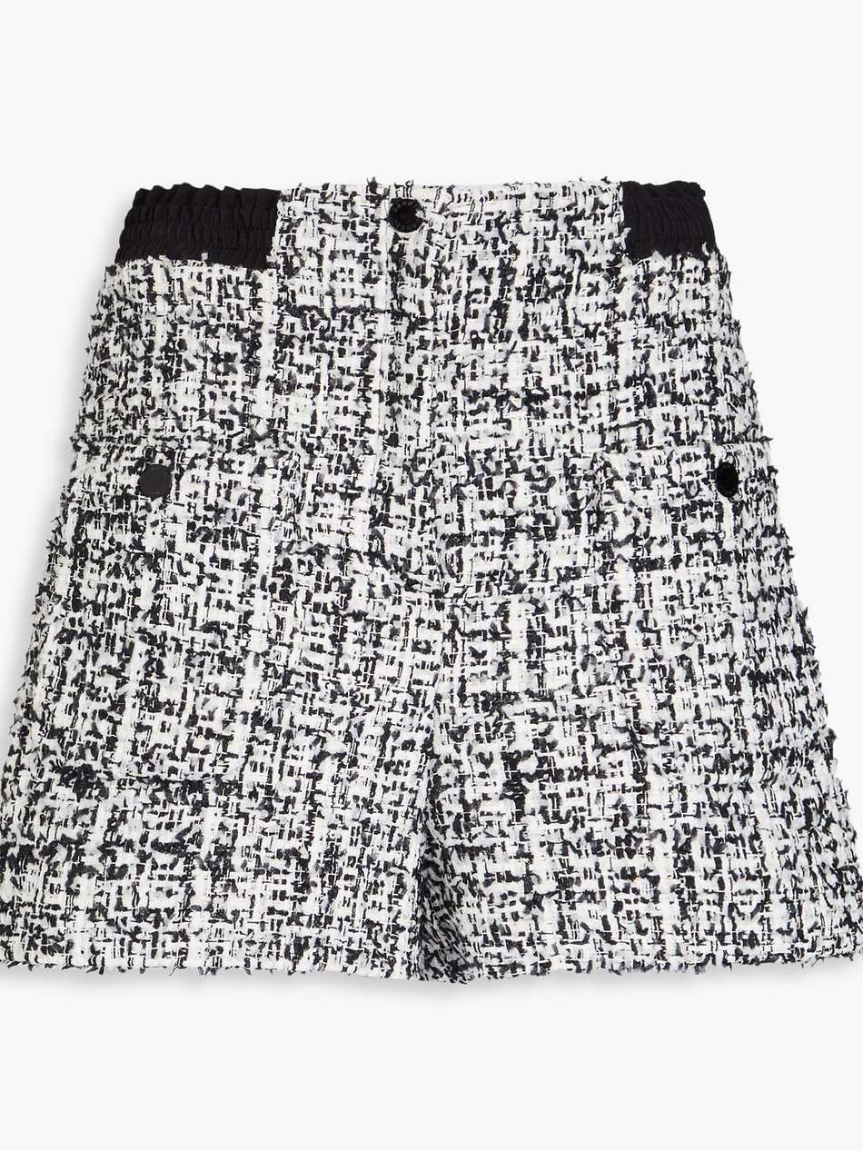 sequin-embellished metallic bouclé-tweed shorts