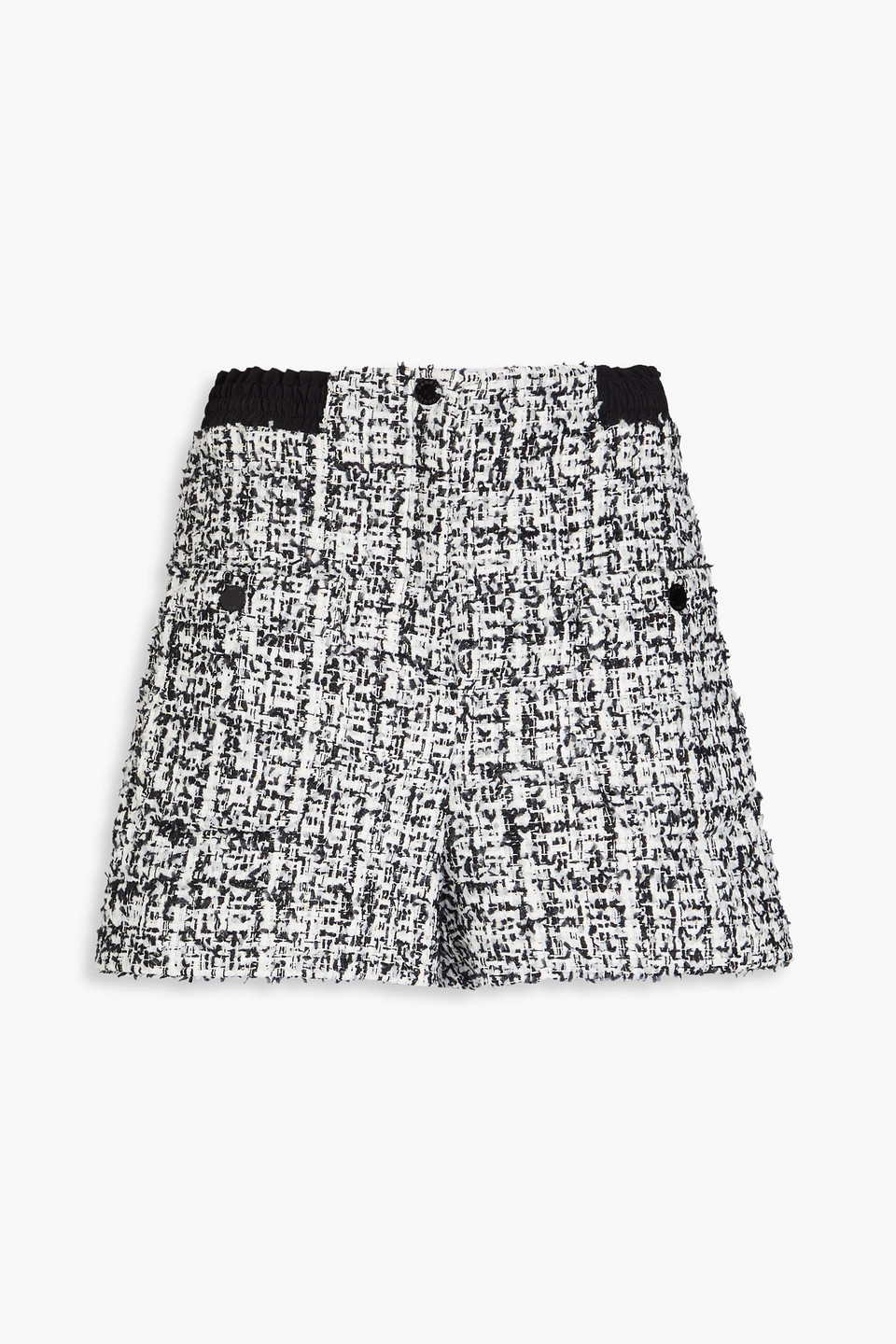 Sandro Sequin-embellished Metallic Tweed Shorts In Black