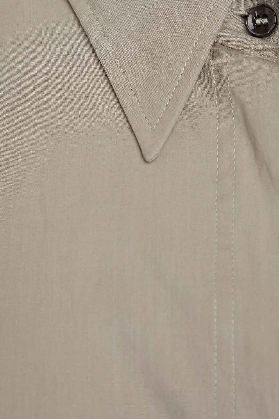 Brunello Cucinelli Bead-embellished Organza-paneled Cotton-poplin Shirt Dress In Sage Green