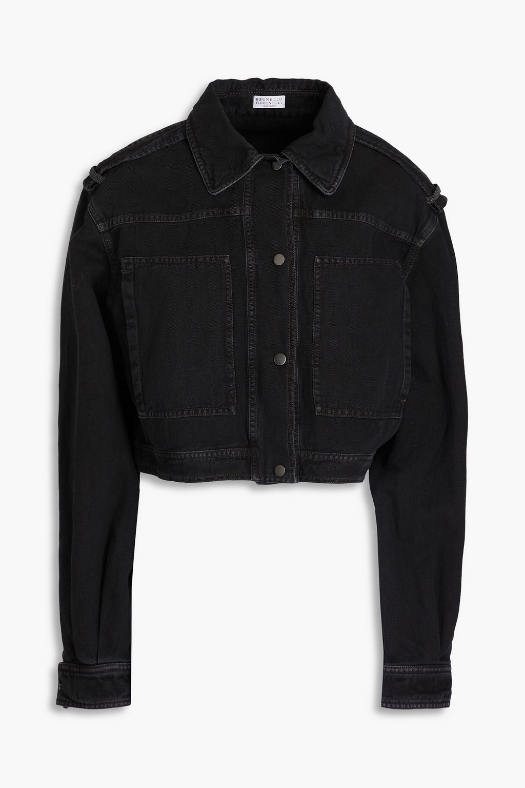 Black embellished denim sales jacket