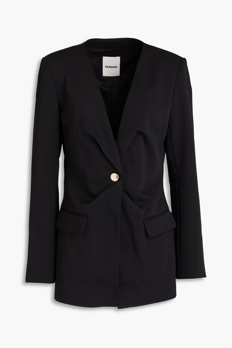 Sandro Abilly Pleated Twill Blazer In Black