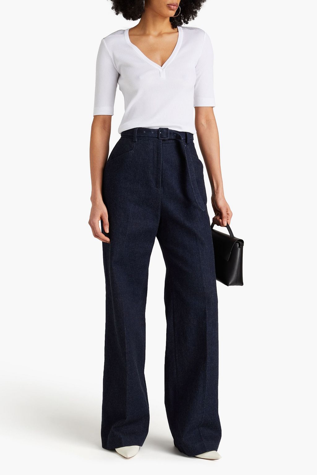 BRUNELLO CUCINELLI リブ編みコットン トップス ビーズ付き