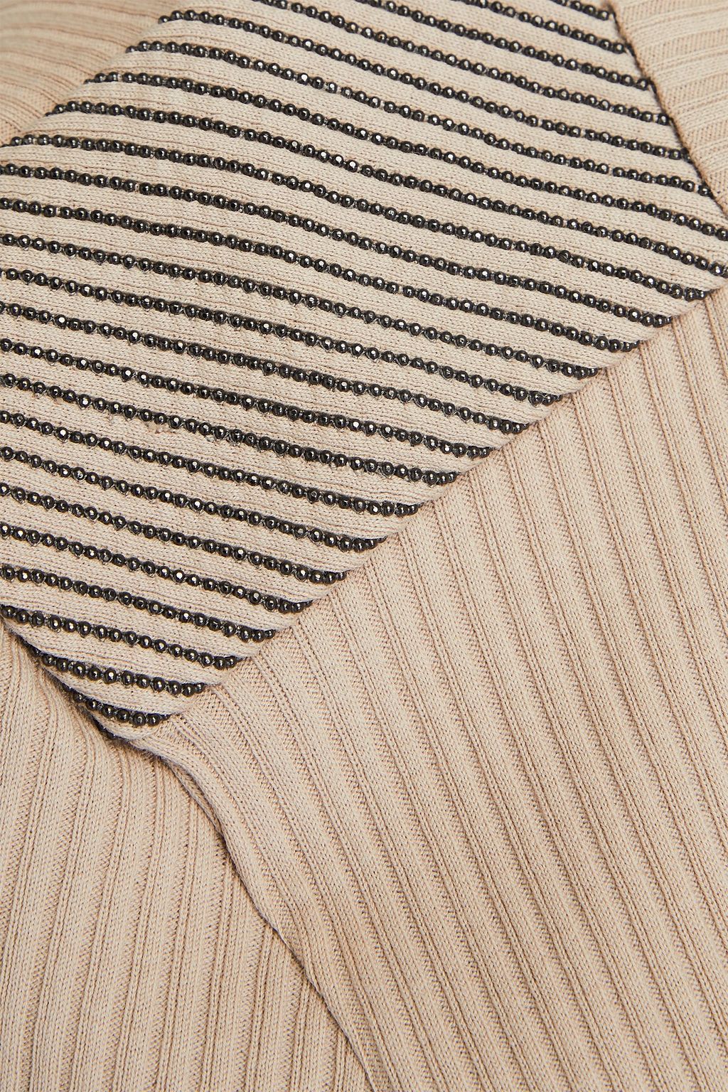 BRUNELLO CUCINELLI بلوزة مصنوعة من القطن بتصميم مضلّع ومزينة بالخرز