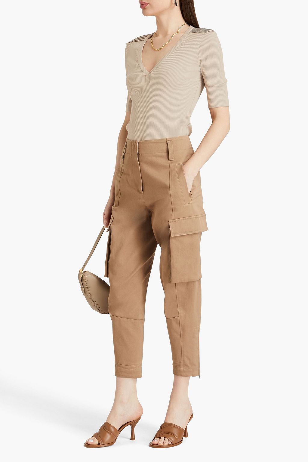 BRUNELLO CUCINELLI بلوزة مصنوعة من القطن بتصميم مضلّع ومزينة بالخرز