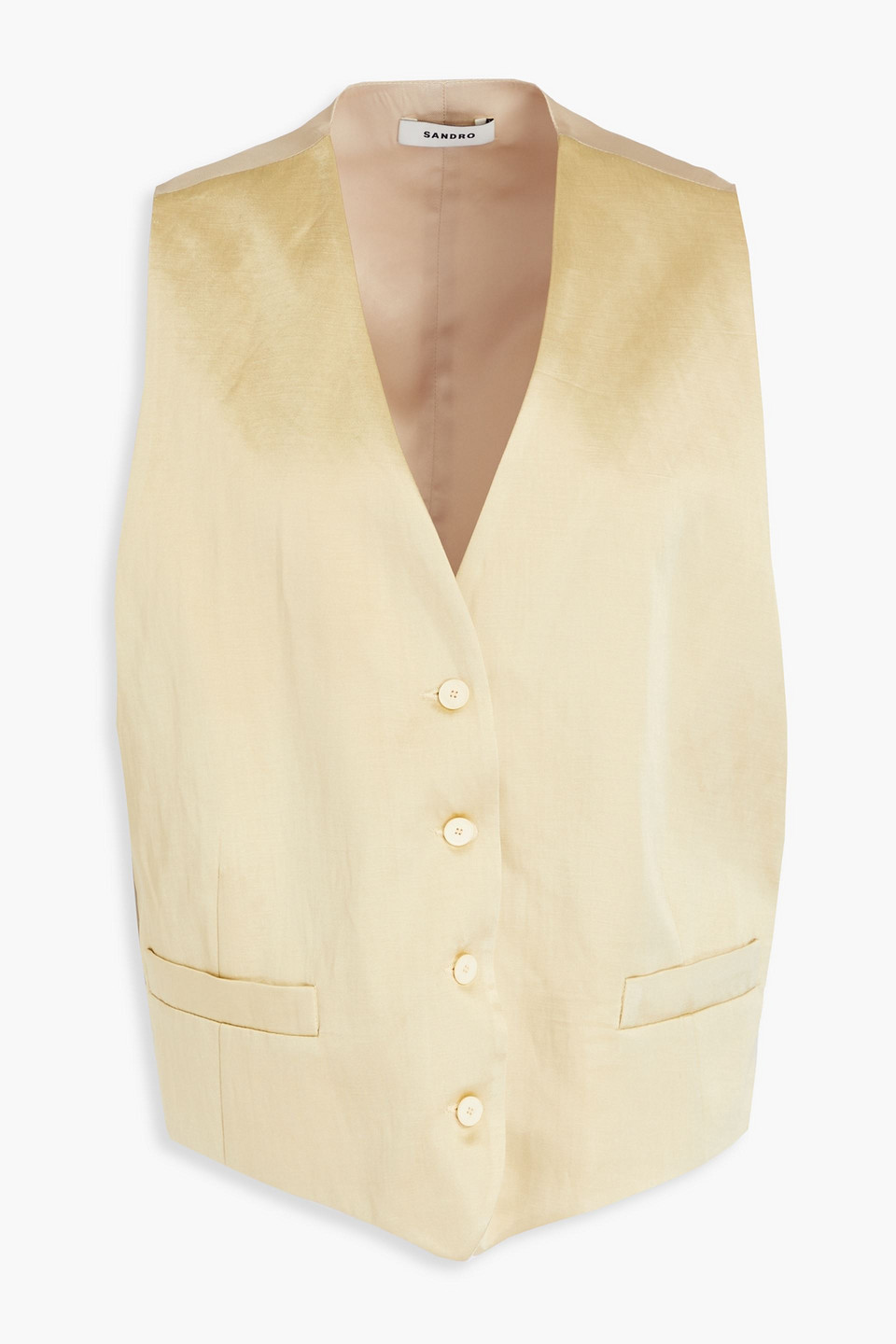Sandro Satin Vest In Pastel Yellow