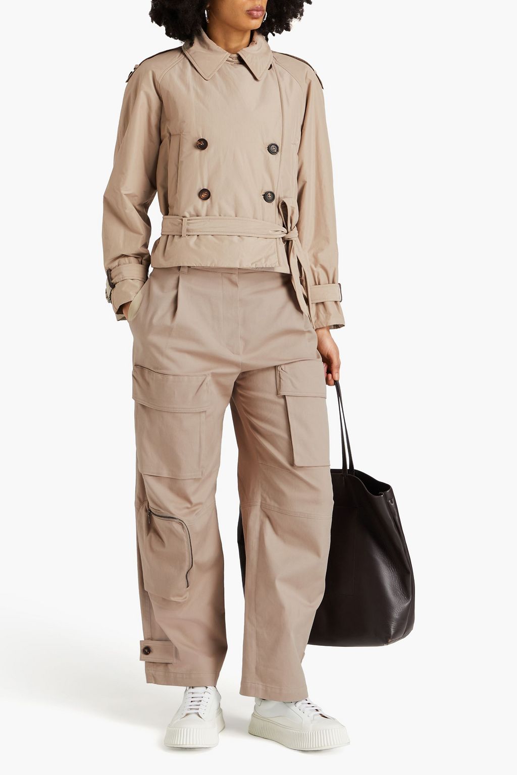 BRUNELLO CUCINELLI Double-breasted bead-embellished shell jacket