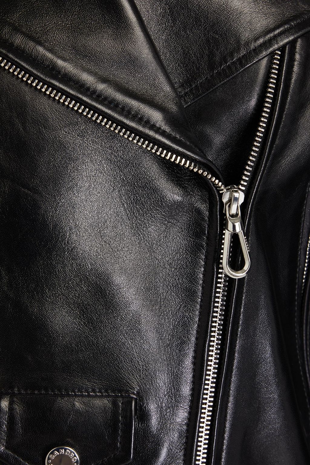 SANDRO Cropped leather biker jacket