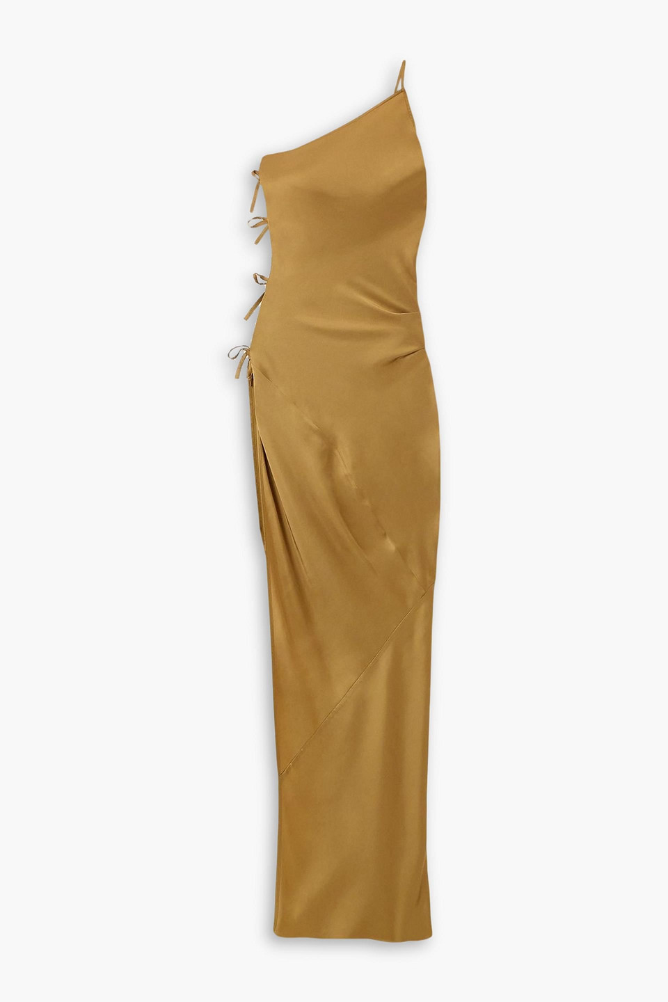 rick owens - taco one-shoulder tie-embellished satin dress - yellow - it 46