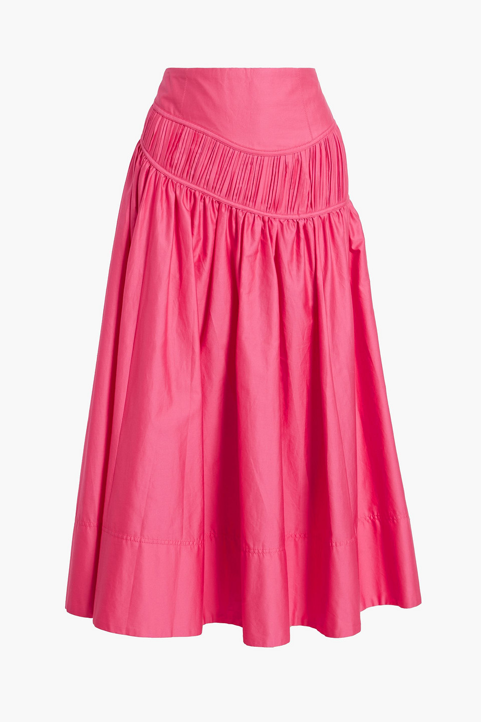 Aje Pleated-paneled Gathered Cotton Midi Skirt In Pink