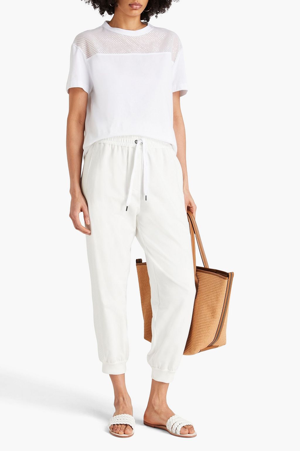 BRUNELLO CUCINELLI フレンチコットン混テリー クロップド トラックパンツ