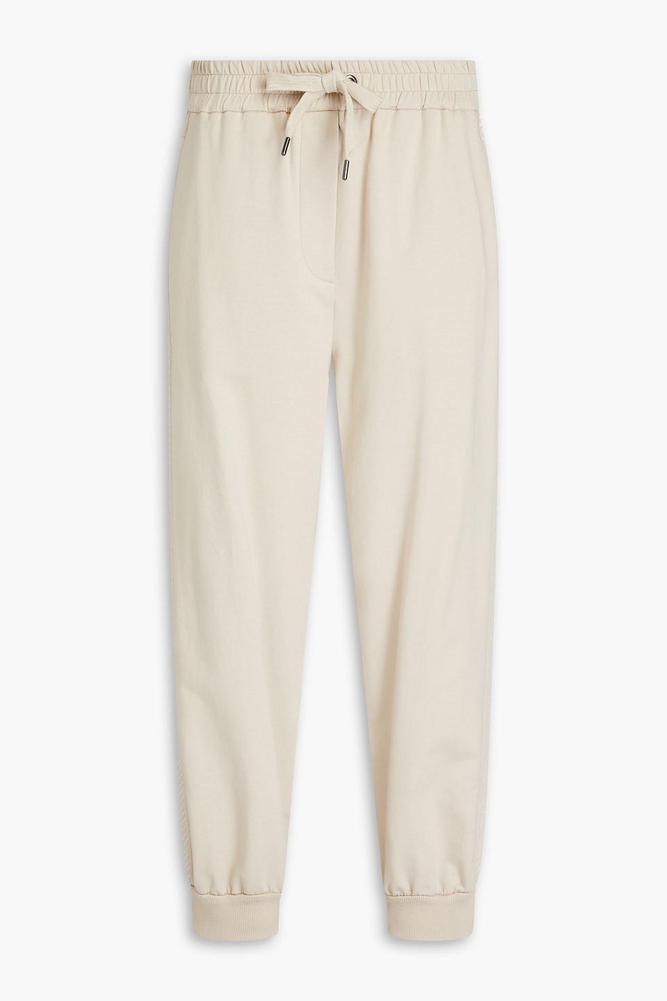Brunello Cucinelli - French cotton-blend terry track pants - Neutral - L