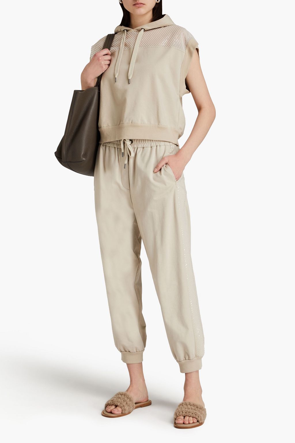 BRUNELLO CUCINELLI French cotton-blend terry track pants