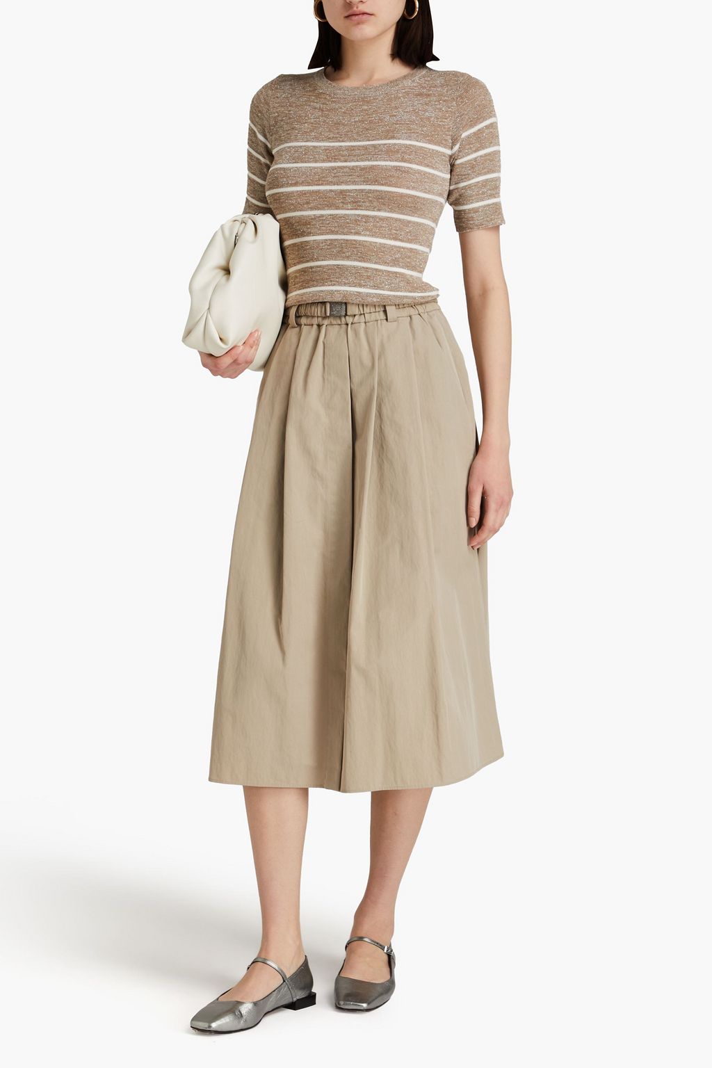 BRUNELLO CUCINELLI Metallic striped knitted top