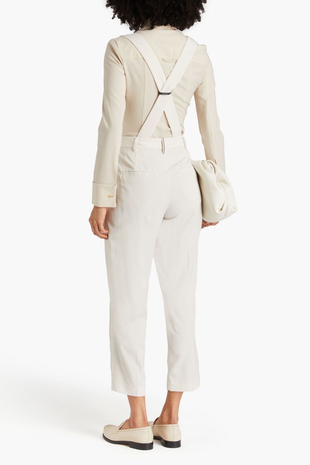 BRUNELLO CUCINELLI Bead-embellished woven tapered pants