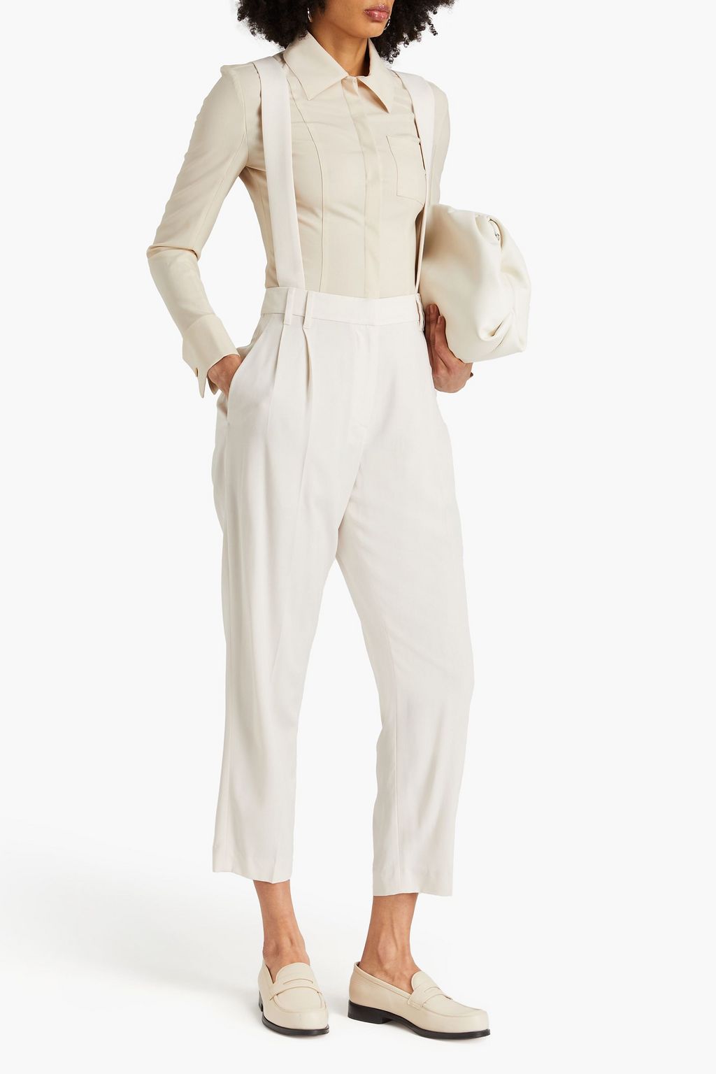 BRUNELLO CUCINELLI Bead-embellished woven tapered pants