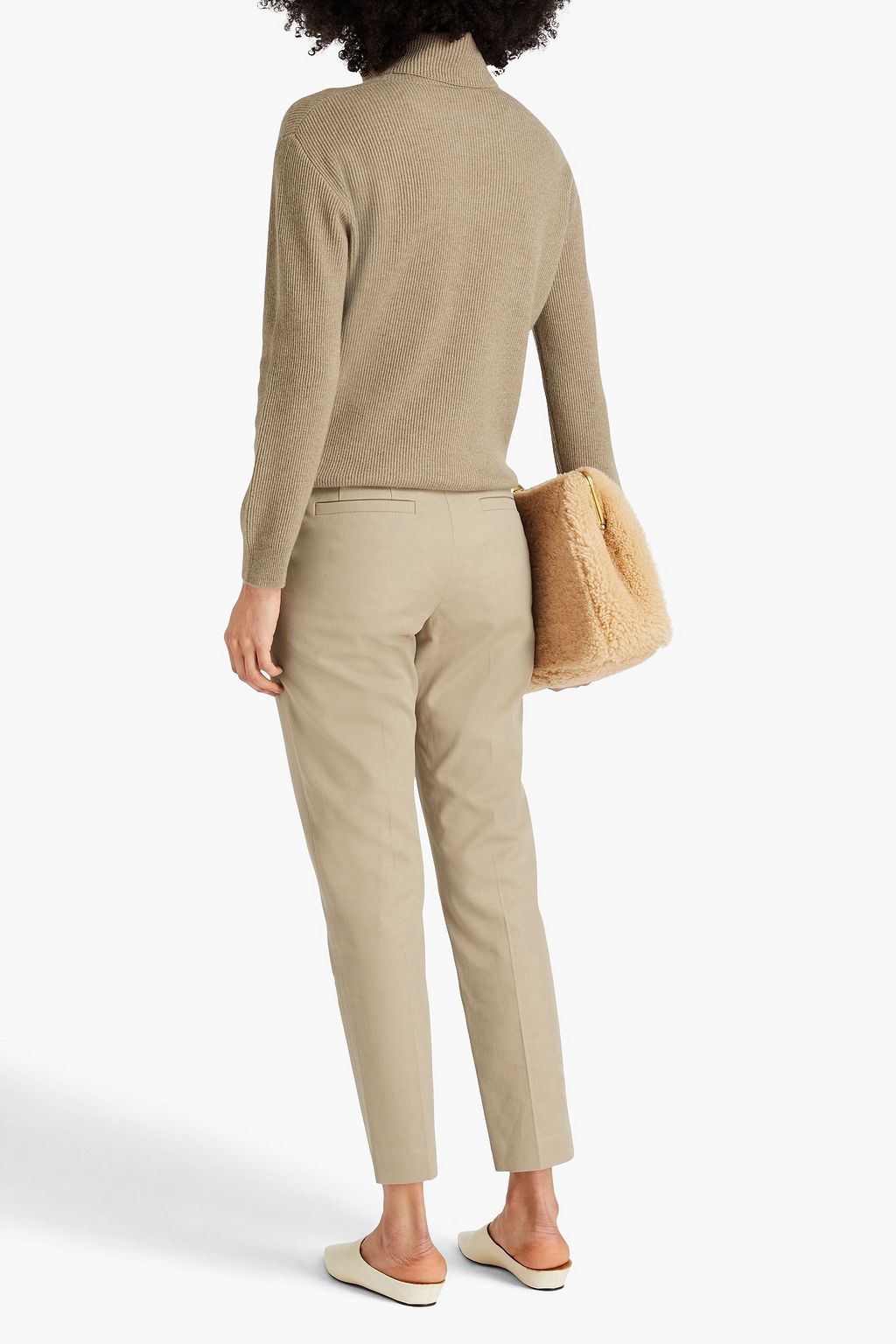 BRUNELLO CUCINELLI Hose mit schmalem Bein aus Twill aus einer Baumwollmischung mit Zierperlen