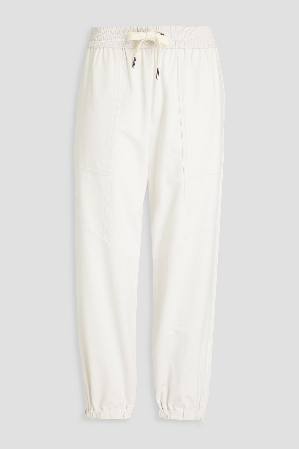 Brunello Cucinelli Cropped French Cotton-blend Terry Track Trousers In White