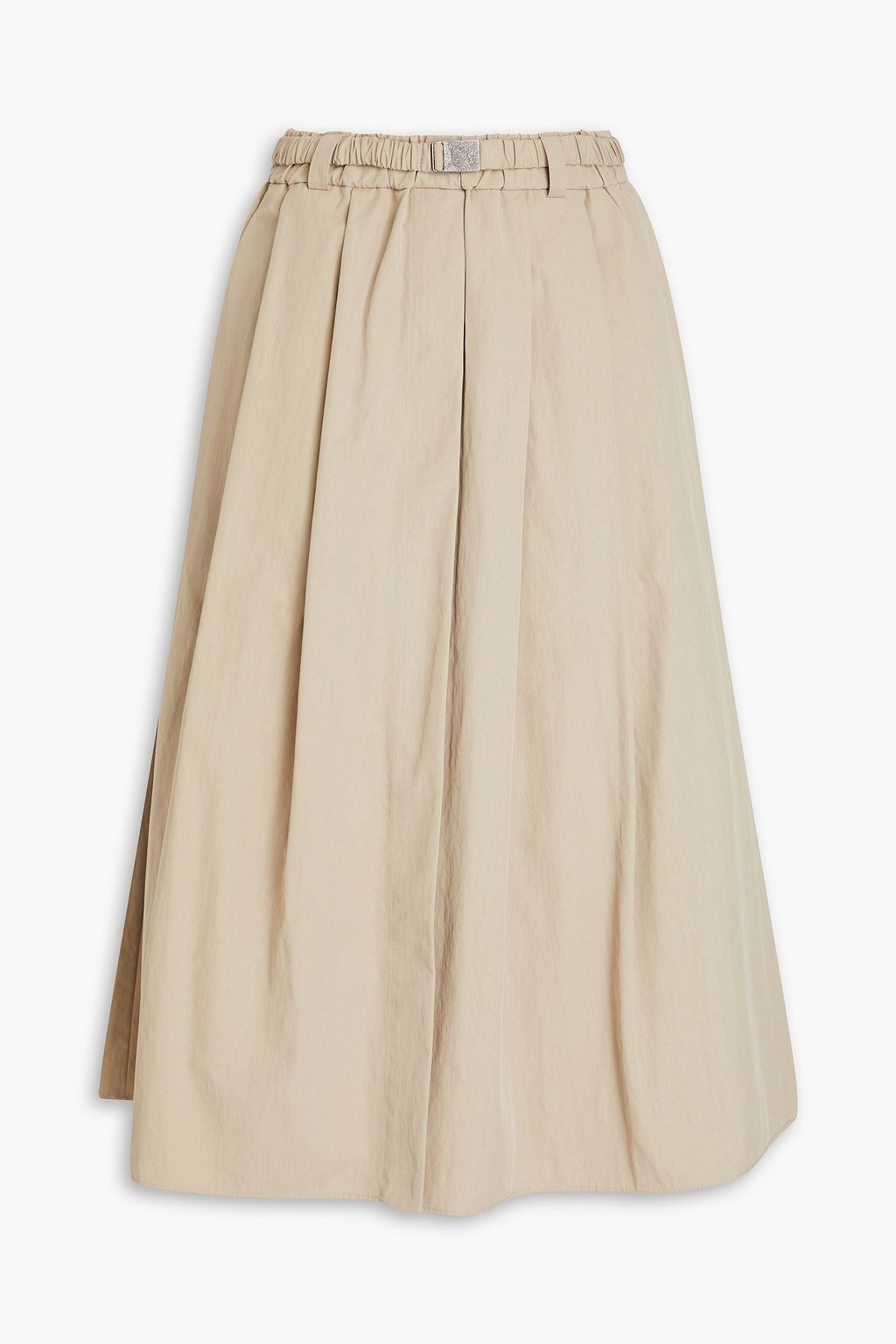 BRUNELLO CUCINELLI Belted pleated cotton-blend midi skirt | THE OUTNET