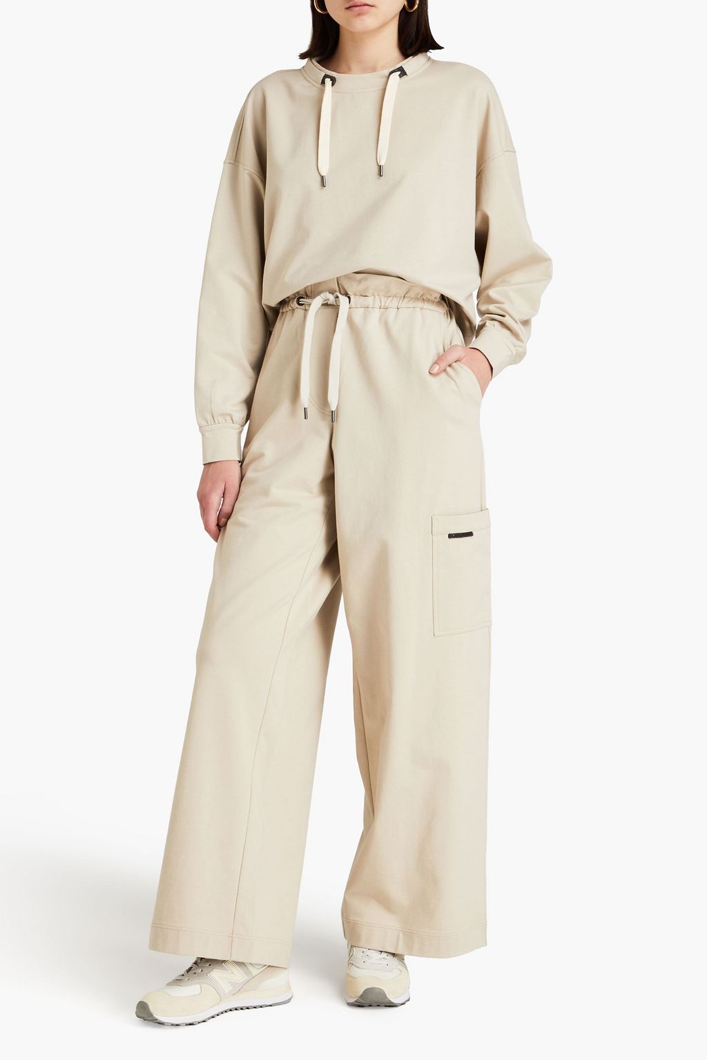 BRUNELLO CUCINELLI Track Pants aus Frottee aus einer Baumwollmischung mit Zierperlen