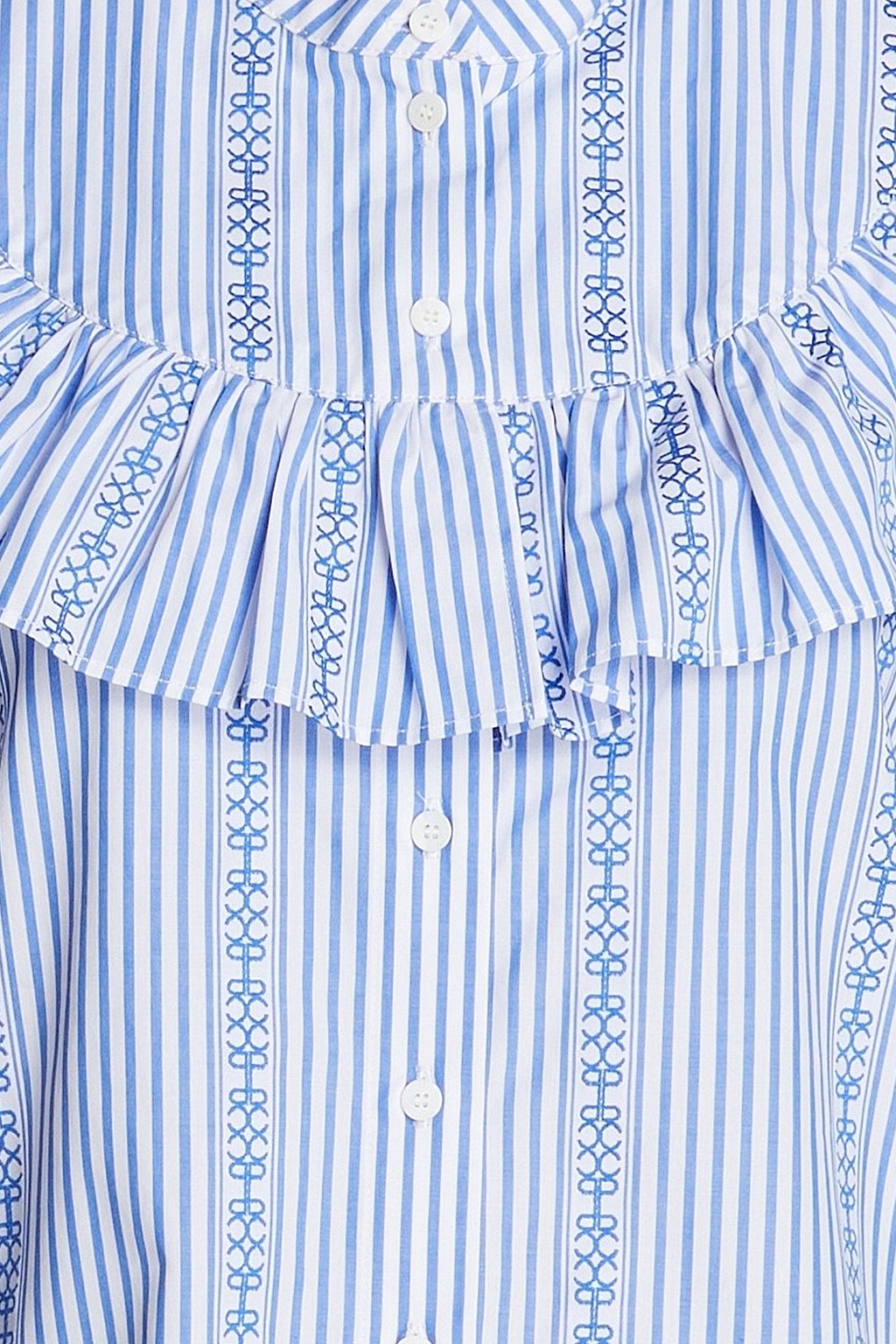 CLAUDIE PIERLOT قميص مصنوع من قطن بوبلين بتصميم مخطط ومزين بكشاكش