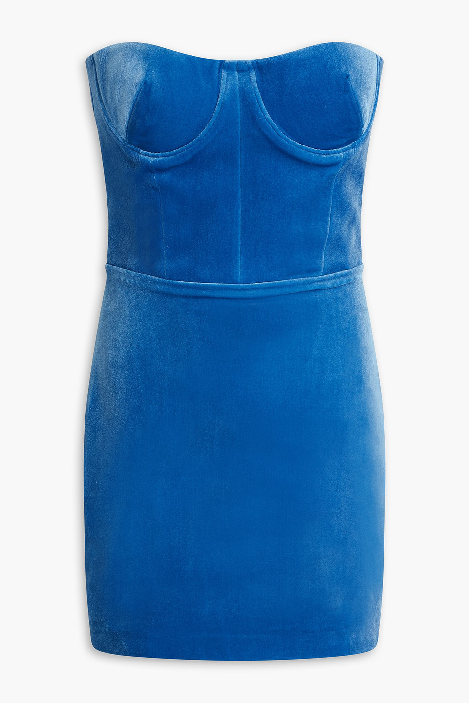 Shop Alex Perry Roberts Strapless Velvet Mini Dress In Blue