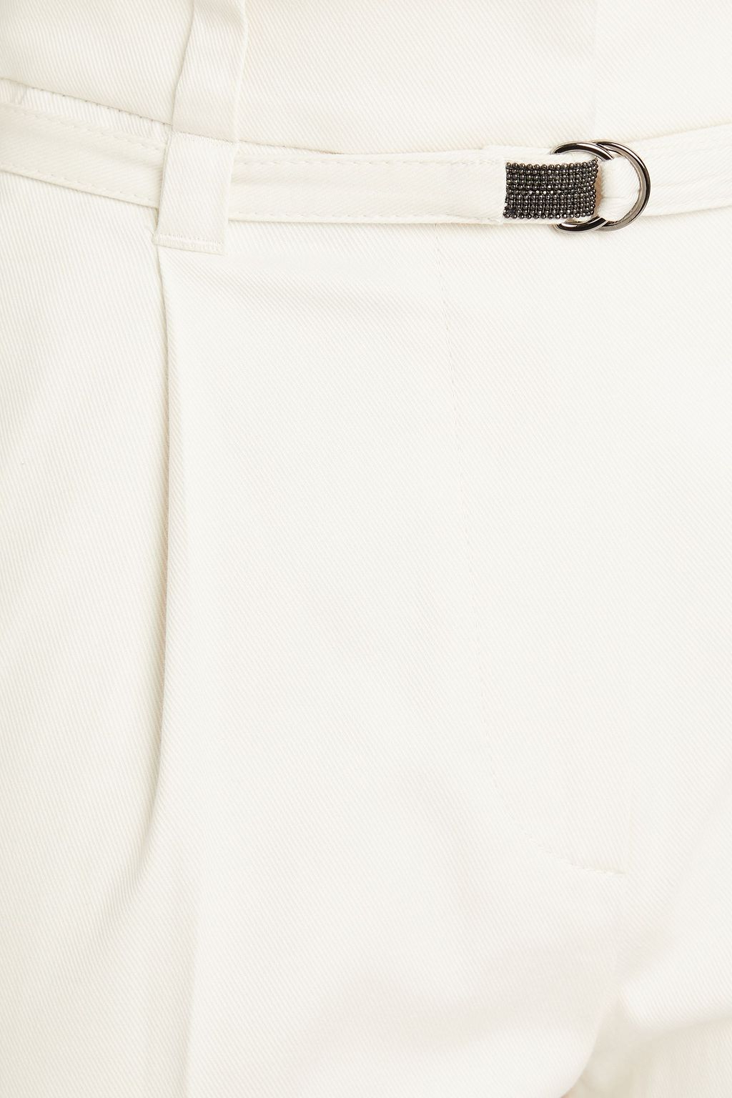 BRUNELLO CUCINELLI Bead-embellished stretch-cotton twill tapered pants
