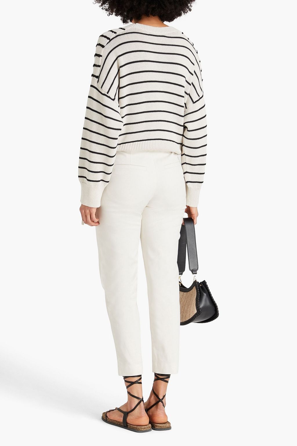 BRUNELLO CUCINELLI Bead-embellished stretch-cotton twill tapered pants