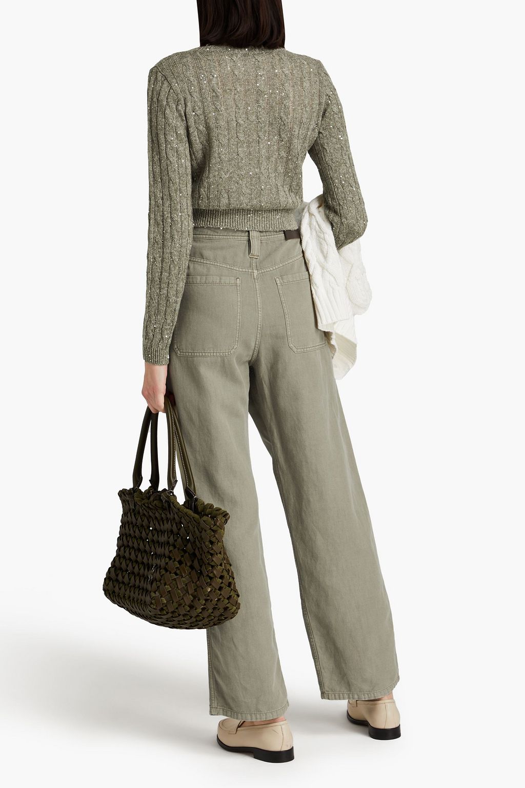 BRUNELLO CUCINELLI Hose mit geradem Bein aus Twill aus einer Baumwoll-Leinenmischung