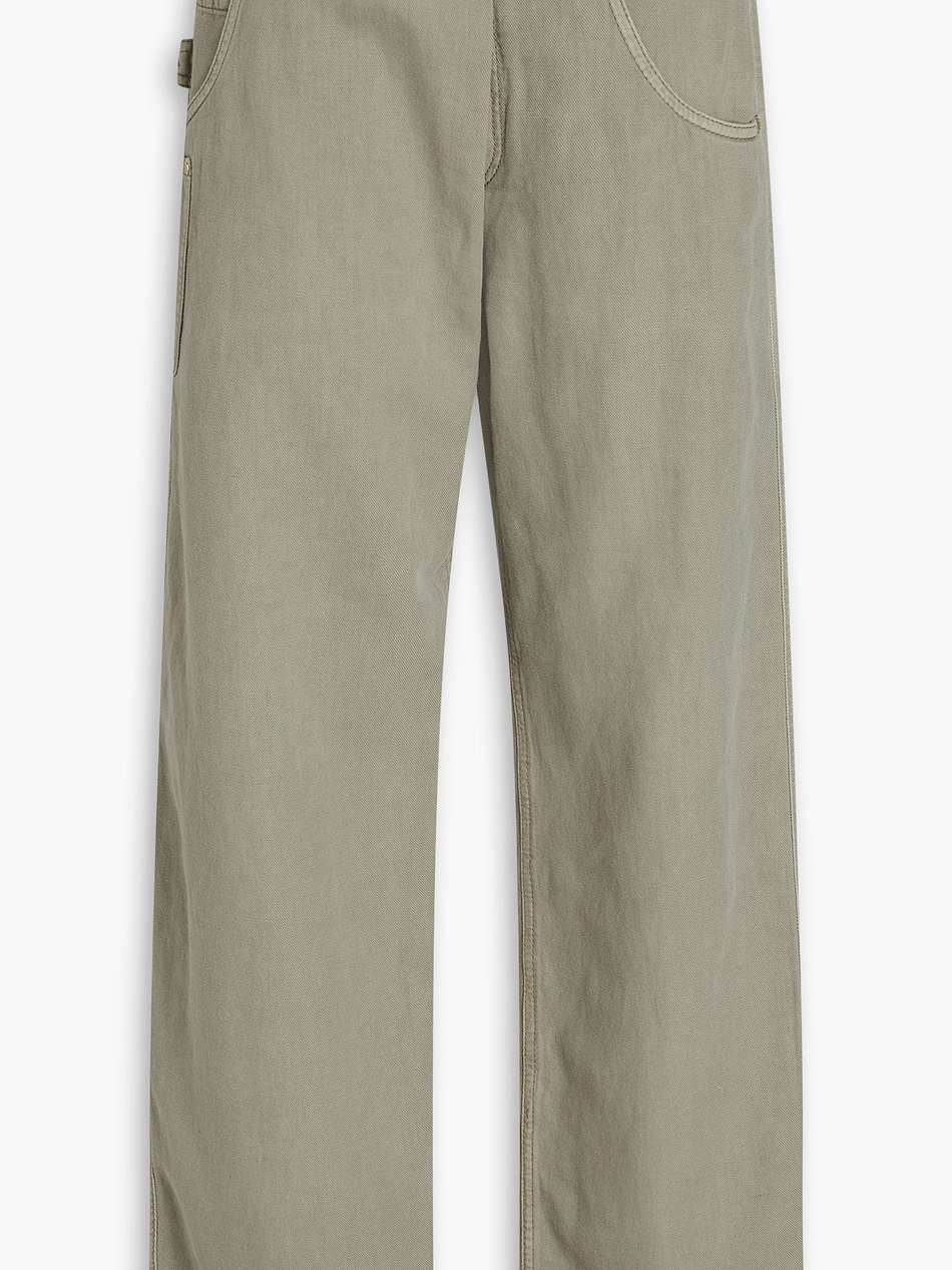 cotton and linen-blend twill straight-leg pants