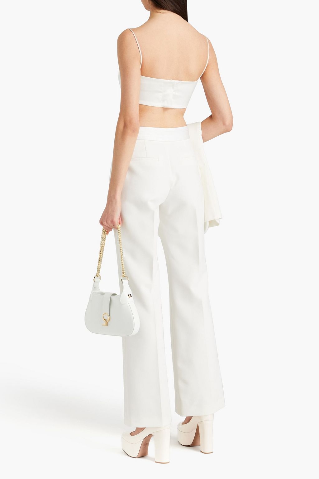 CLAUDIE PIERLOT بنطال قصّة بوت كت من الكريب مزين بكسرات