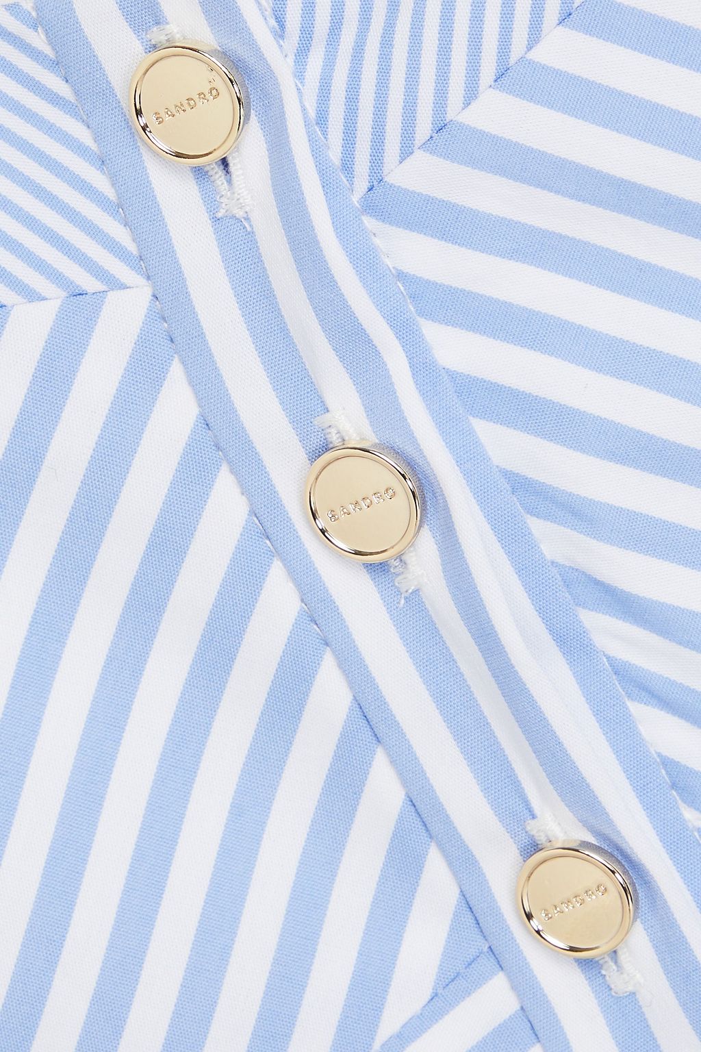 SANDRO Cropped striped cotton-blend poplin top