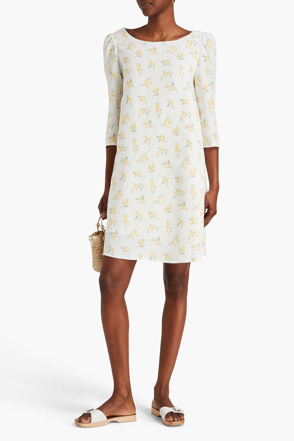 CLAUDIE PIERLOT スラブ織地 ミニワンピース フローラルプリント