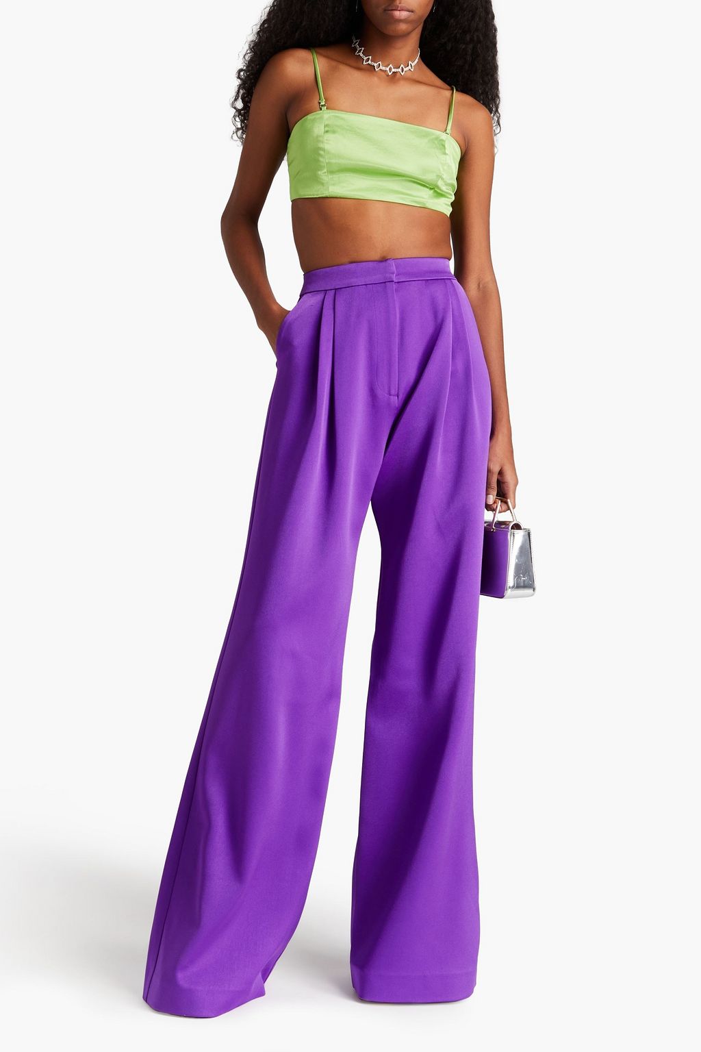 ALEX PERRY Patton satin-crepe wide-leg pants