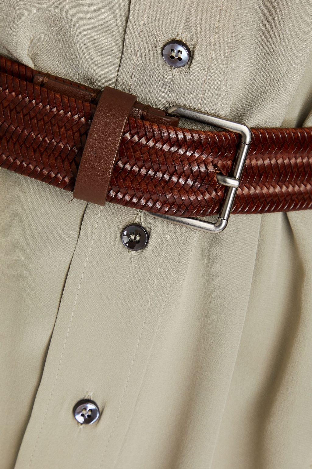 BRUNELLO CUCINELLI Belted silk crepe de chine shirt dress