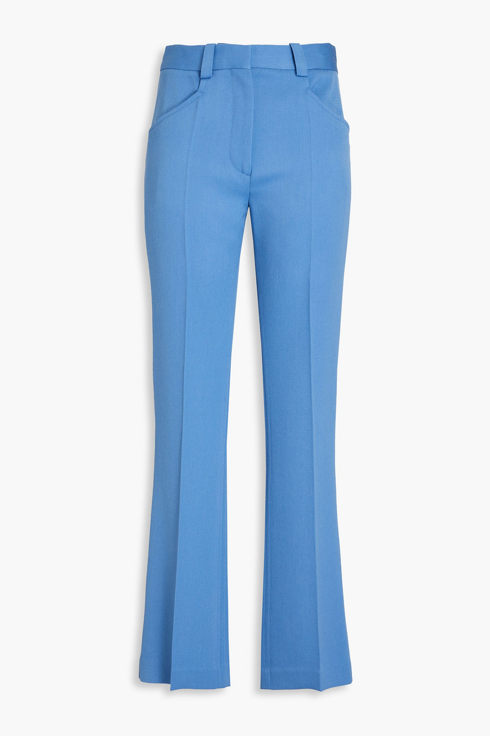 Shop Victoria Beckham Wool-twill Straight-leg Pants In Blue