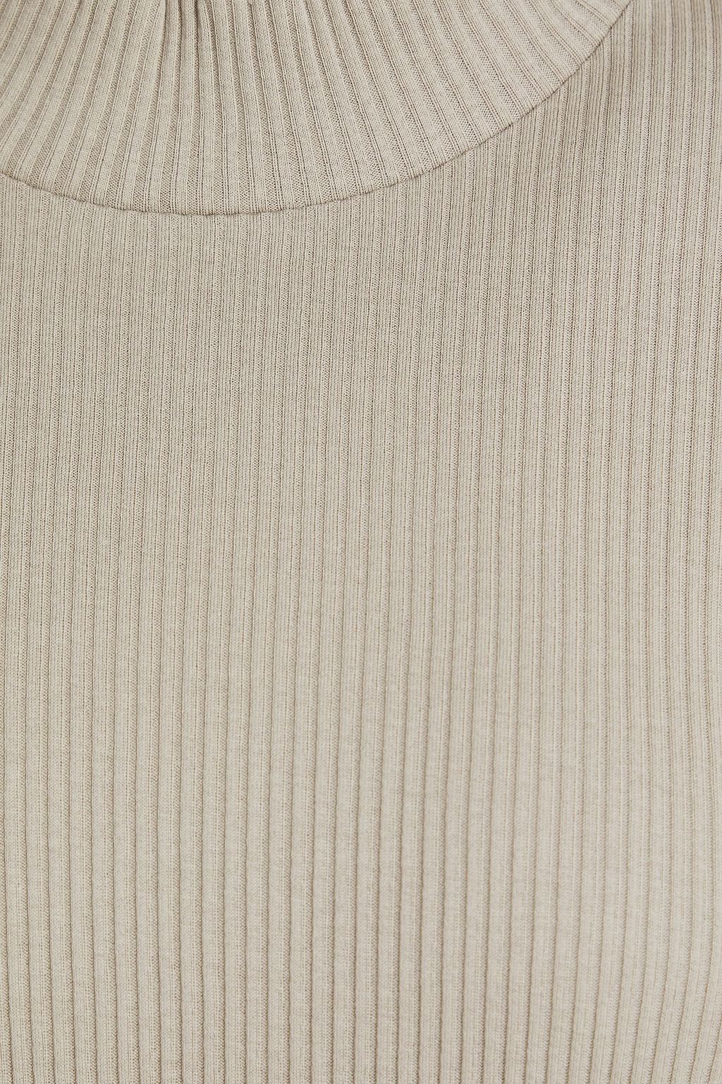 BRUNELLO CUCINELLI Bead-embellished cotton-jersey turtleneck top